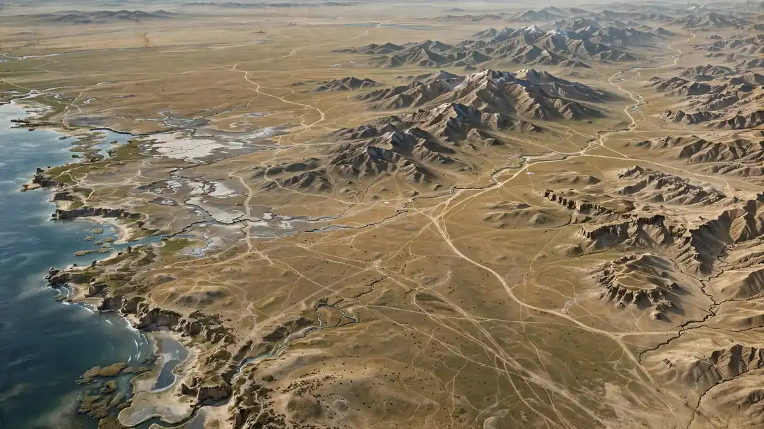 Ancient map-style illustration of the Central Asian steppe trade routes